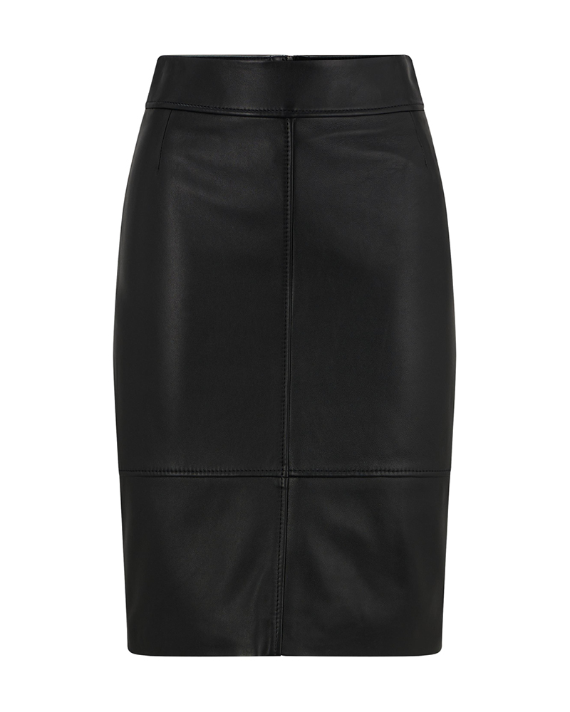 Hugo Boss black leather pleated skirt