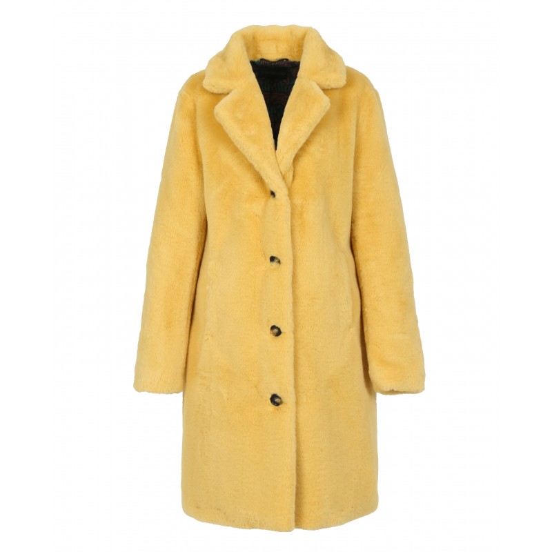 Oakwood cyber faux fur coat in yellow at Jane Young