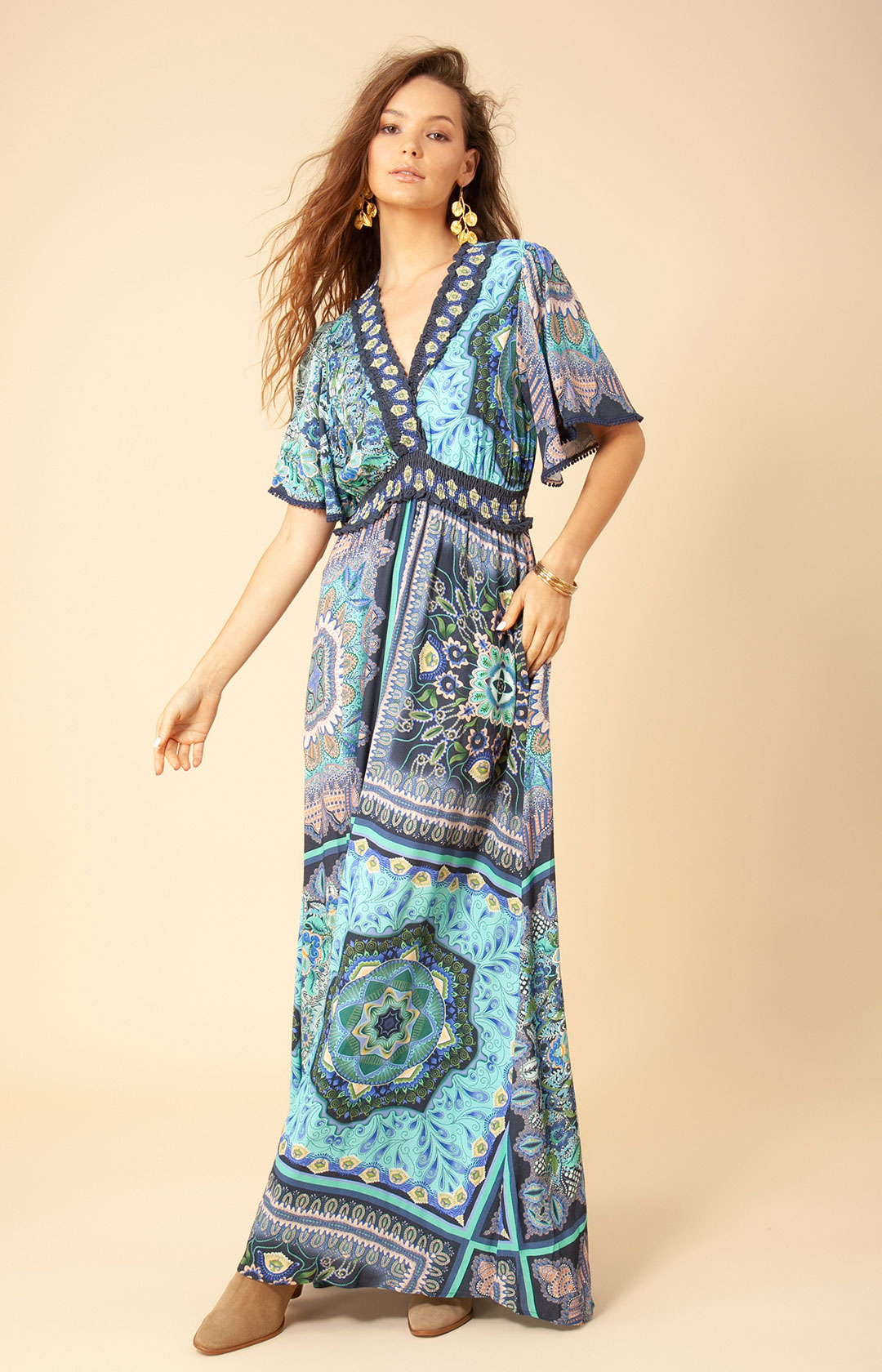 Blue patterned maxi dress from Hale Bob