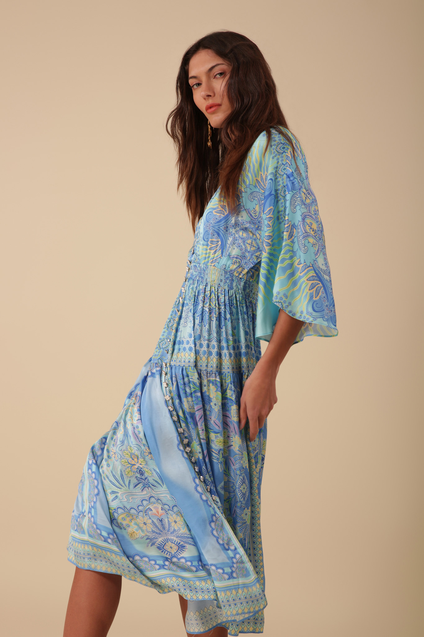 Hale Bob Kaylee blue midi dress