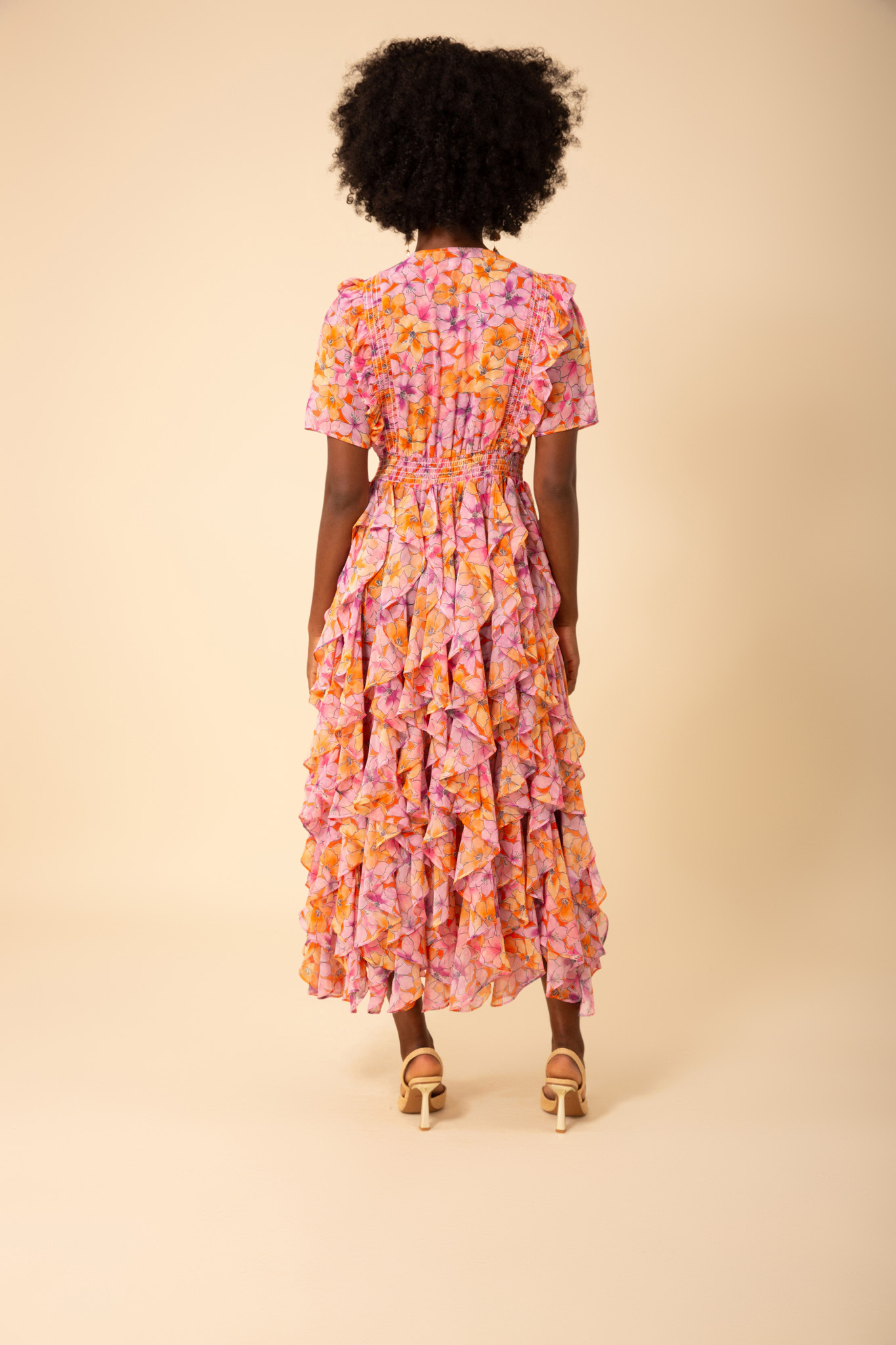 Hale Bob Aspen ruffle chiffon dress