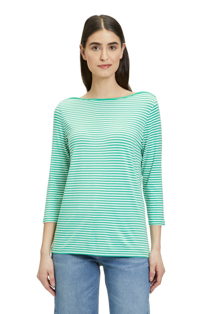 Betty Barclay cream and green stripe top