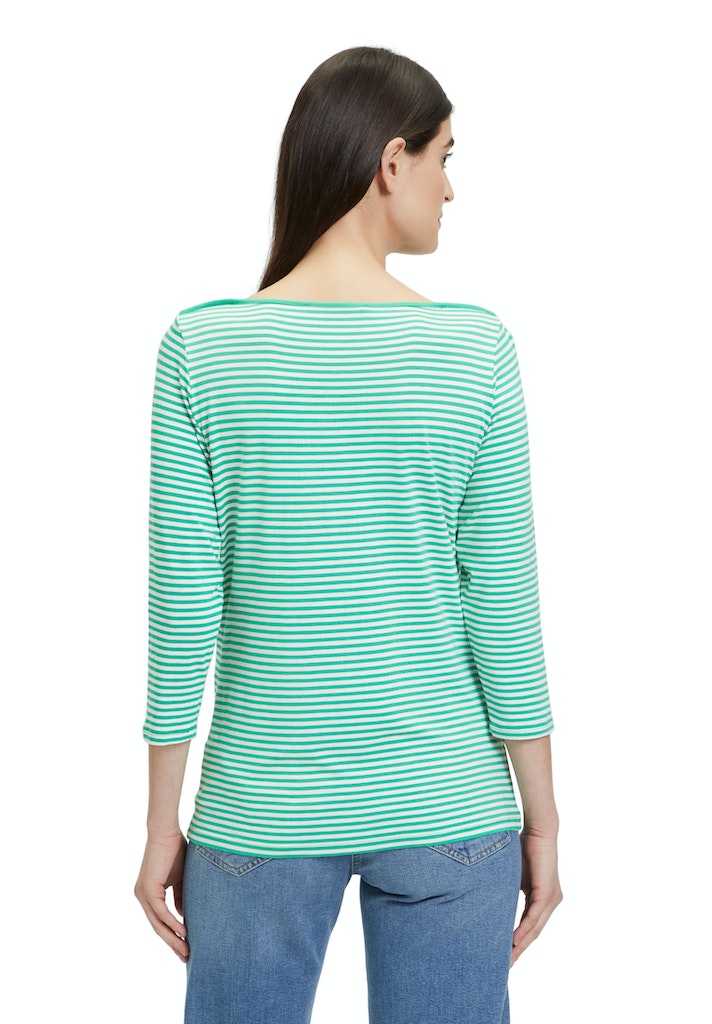 Betty Barclay cream and green stripe top