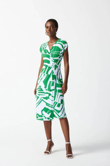 Joseph-Ribkoff-Abstract-Dress Green and white