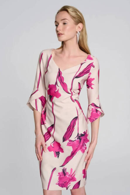 Joseph-Ribkoff-Pink Floral-Dress