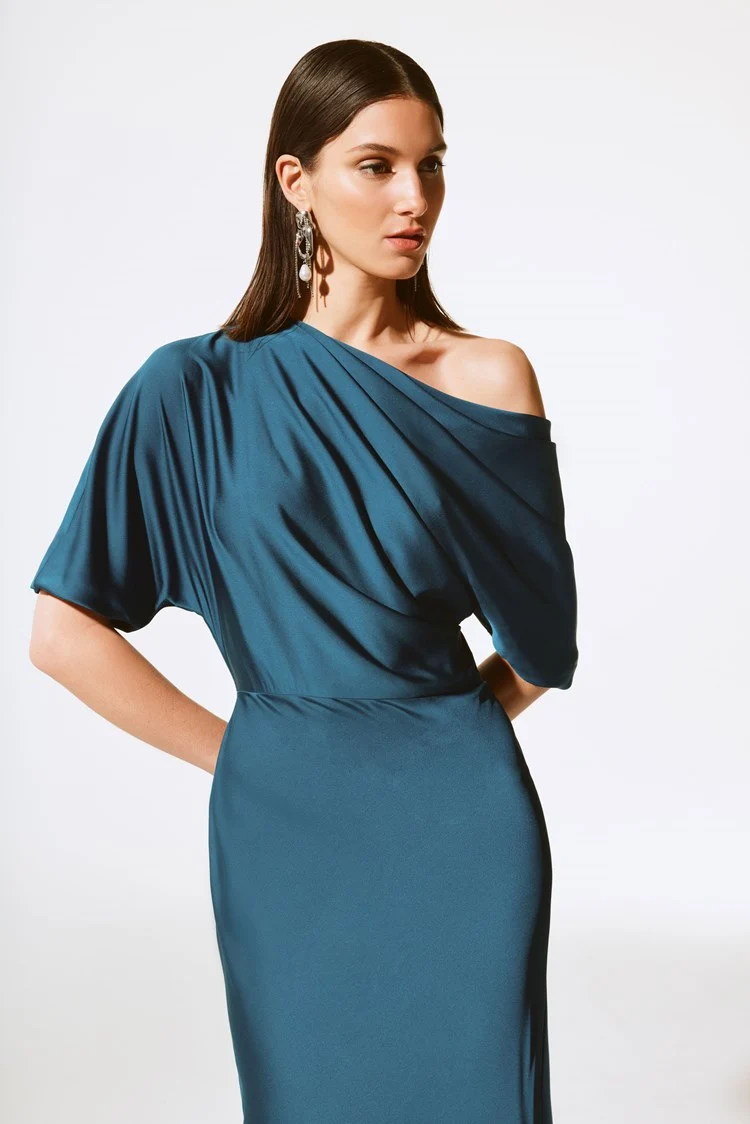 Joseph Ribkoff one shoulder satin gown