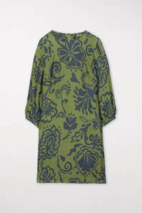 Luisa Cerano mini dress - green with blue flowers