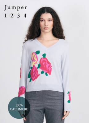 Jumper 1234 flower cashmere v neck sweater ZNC24 138