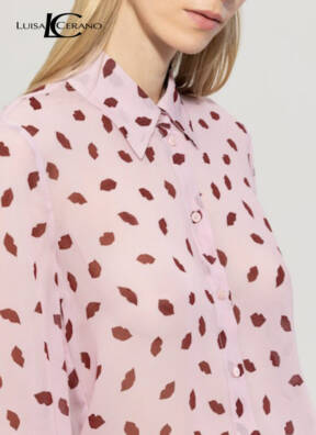 Luisa Cerano lips print blouse 218514