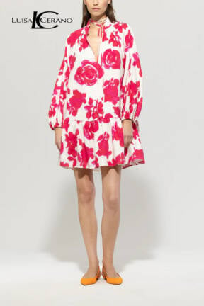 Luisa Cerano rose print mini dress 718572