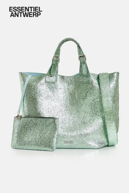 Essentiel Antwerp green metallic shopper bag Hurry