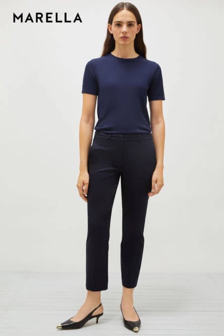 Marella navy stretch cotton trouser Miele